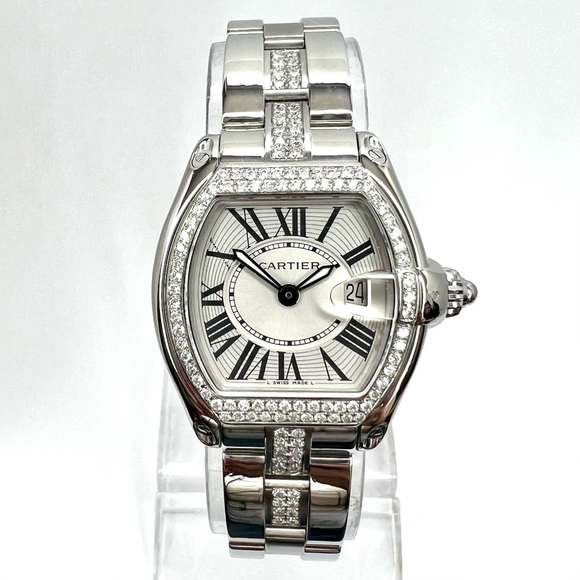 CARTIER ROADSTER Quartz 31mm Steel 1.43TCW Diamond Watch - Picture 1 of 7